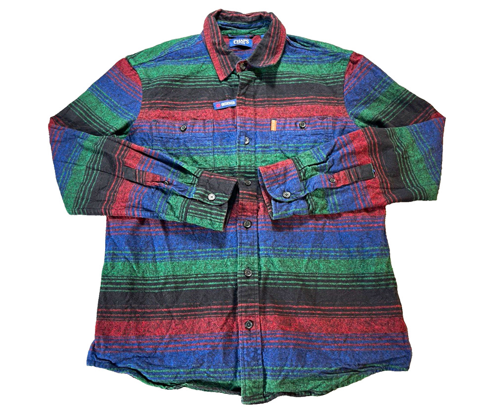 Chaps Untucked Button Up Multicolor Plaid Flannel Long Sleeves Preppy Pearl Snap